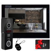 Комплект Wi-Fi домофона 7 дюймов и вызывной панели со считывателем SEVEN DP-7577 Key Kit black