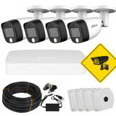 2Мп вуличне HD-CVI відеоспостереження на 4 камери із записом, звуком та подвійним нічним підсвічуванням Dahua DH-HFWA-2MP-4OUT