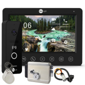 Wi-Fi комплект відеодомофону з електромеханічним замком та панеллю зі зчитувачем NeoLight Smart Control black