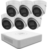 Комплект 2Мп IP PoE видеонаблюдения на 6 камер со звуком, обнаружением людей и авто Hikvision DS-G2LIUF-2MP-6MIC