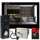 Комплект wi-fi домофона и электромеханического замка SEVEN DP–7577 Lock Kit black с переадресацией вызова на мобильный телефон