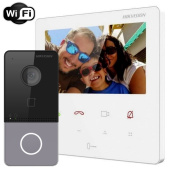 Комплект 4" IP WiFi домофона и WiFi панели вызова Hikvision DS-WF61-CR-KIT White (мобильное приложение и удаленный доступ)