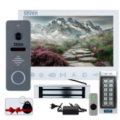 Видеодомофон с магнитным замком и кодовой клавиатурой в офис SEVEN DP–7575 Office Kit Pro (white / black)