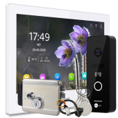8-дюймовий Wi-Fi відеодомофон, панель зі зчитувачем та електромеханічний замок Alpha Hybrid Home Kit Pro White