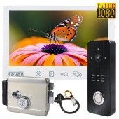 FHD комплект видеодомофона с 140° панелью вызова и замком Seven Kit FHD Home-Lock white