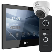 Домофон с WiFi и дополнительной видеокамерой NeoLight Alpha Hybrid Cam Kit Black — дозвон на телефон и запись видео