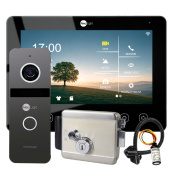 Wi-Fi домофон для приватного будинку з електромеханічним замком NeoLight NeoKIT Home WF Black (Kappa + HD WF із записом та дозвоном на телефон)