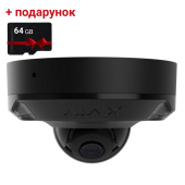 5Мп IP камера видеонаблюдения Ajax DomeCam Mini HL black (4мм) с микрофоном, возможностями ИИ и гибридной подсветкой
