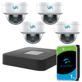 Комплект 4Мп IP PoE відеоспостереження на 4 купольні камери IK10 зі звуком VIA SECURITY VS-D24AS-POE-VP