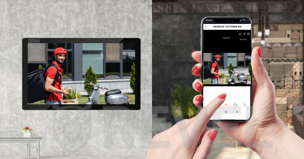 Керування з телефону домофоном SEVEN DP-7517FHDW IPS black (фото)