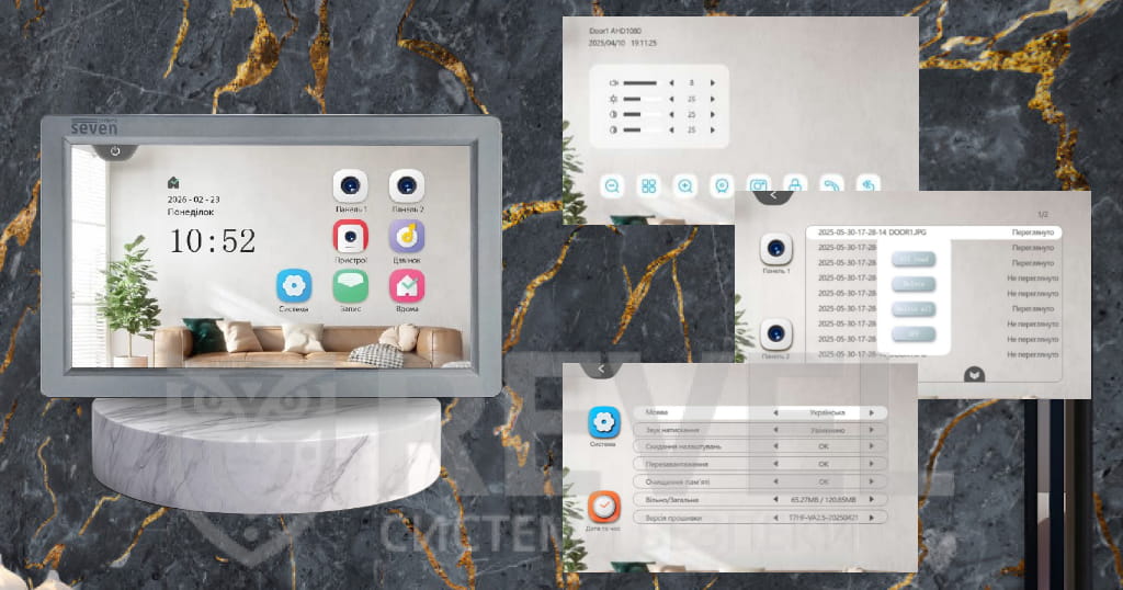 Електромеханічний замок із відеодомофоном SEVEN DP-7570 FHD IPS Grey