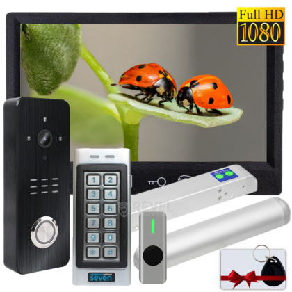 Домофон с электроригельным замком и кодовой клавиатурой в офис Seven FHD Office Kit (white / black)