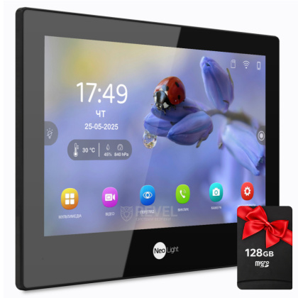 Гибридный 8" Wi-Fi IPS видеодомофон NeoLight ALPHA HYBRID Black (IP + AHD)