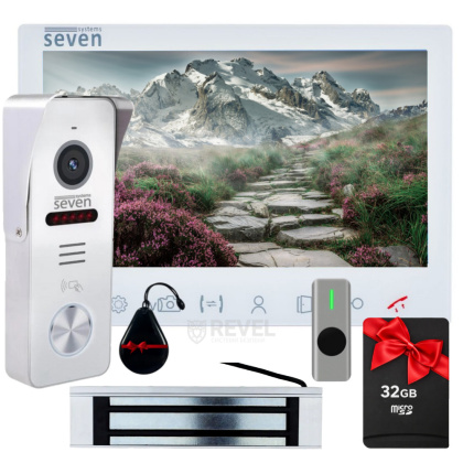 Комплект контроля доступа с домофоном, видеопанелью и электрозамком SEVEN DP–7575 Office Kit EM (white / black)