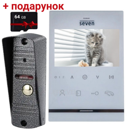 Комплект видеодомофона SEVEN DP–7542 white с записью видео по движению