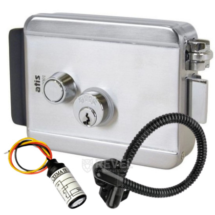 Электромеханический замок на калитку ATIS Lock SSM + БУЗ + гибкий переход (для управления замком с домофона)