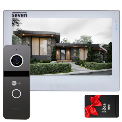 Комплект Wi-Fi видеодомофона 7дюймов с переадресацией звонка SEVEN DP-7577Kit Neo white (с видеопанелью SOLO FHD)