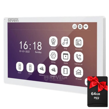 IP видеодомофон 10" с Wi-Fi и переадресацией звонка SEVEN DP-7517FHDW - IPS white