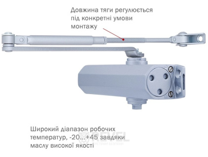 Доводчик дверей с ветровым тормозом RYOBI 2000 D-2005V SILVER