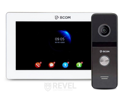 Комплект 7" сенсорного видеодомофона с детектором движения BCOM BD-770FHD White Kit