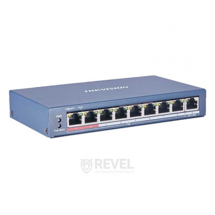 8-портовый неуправляемый POE коммутатор Hikvision DS-3E0109P-E(C)