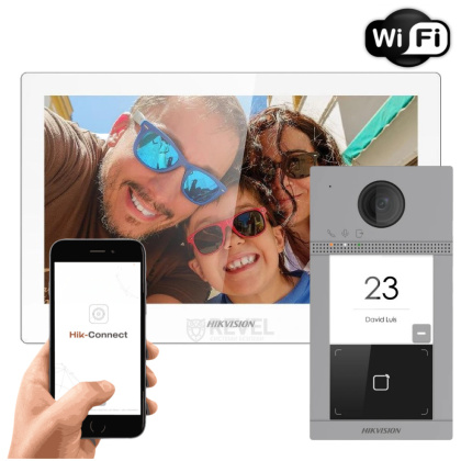 Беспроводной WiFi домофон и панель со считывателем Hikvision DS-WF63-KV2R-KIT White (возможность управления замком и воротами)
