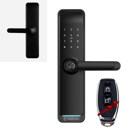 Умный дверной биометрический замок SEVEN LOCK SL-7767BFW black (со встроенным Wi-Fi, без врезной части)