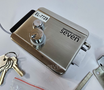 Электромеханический замок SEVEN EL-7729 + БУЗ + гибкий переход 50см (для управления замком с домофона)