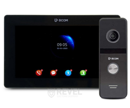 Комплект 7" сенсорного видеодомофона с детектором движения BCOM BD-770FHD Black Kit
