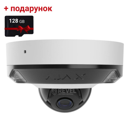 8Мп IP камера видеонаблюдения Ajax DomeCam Mini HL white (4мм) с микрофоном, возможностями ИИ и гибридной подсветкой