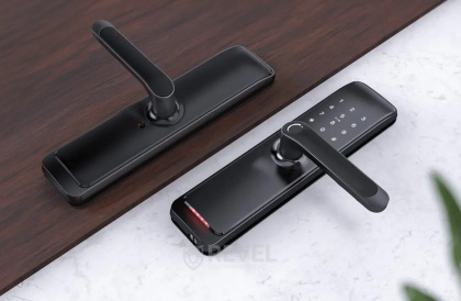 Умный дверной биометрический замок SEVEN LOCK SL-7767BFW black (со встроенным Wi-Fi, врезная часть 7068)