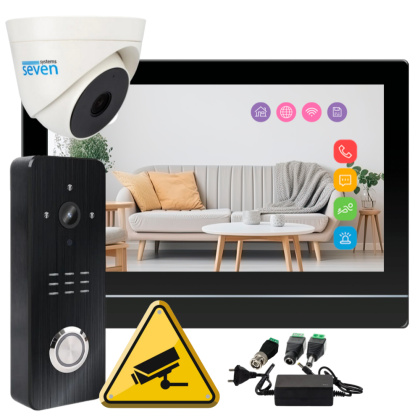 Wi-Fi домофон с дополнительной камерой SEVEN DP-7576 Cam Kit black (AI детекция человека, дозвон на телефон, Tuya Smart)