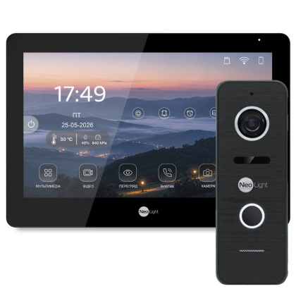 FullHD комплект 10" Wi-Fi видеодомофона NeoLight MEZZO Hybrid HD Kit Pro Black (панель Prime FHD) — дозвон на телефон и запись видео FullHD комплект 10" Wi-Fi видеодомофона NeoLight MEZZO Hybrid HD Kit Pro Black (панель Prime FHD) — дозвон на телефон и запись видео