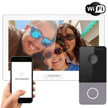 Комплект 7" IP WiFi домофона и WiFi панели вызова HikVision DS-WF63-CR-KIT White (мобильное приложение и удаленный доступ)