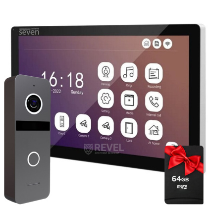 Комплект Wi-Fi видеодомофона 10 дюймов с переадресацией звонка SEVEN DP-7517Kit Neo black (с видеопанелью SOLO FHD)