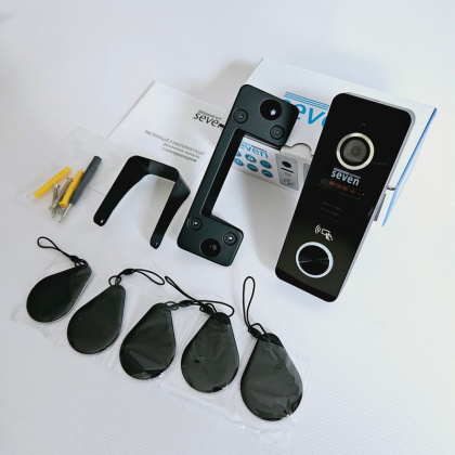 Комплект wi-fi домофона и электромеханического замка SEVEN DP–7579 Rfid Kit black с переадресацией вызова на мобильный телефон