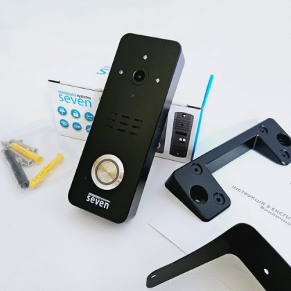Комплект видеодомофона 7 дюймов с Wi-Fi и переадресацией звонка SEVEN DP-7576Kit black (уценка)