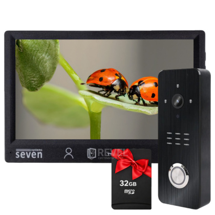 Комплект Full HD видеодомофона с детекцией и записью видео SEVEN DP–7571 FHD Kit black