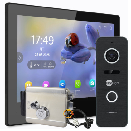 Wi-Fi видеодомофон на калитку частного дома с замком NeoLight Alpha Hybrid Home Kit Black