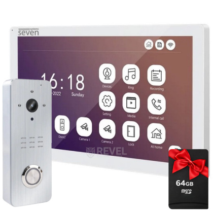 Комплект Wi-Fi видеодомофона 10" с переадресацией звонка SEVEN DP-7517Kit white