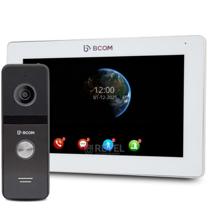 Комплект 7" сенсорного видеодомофона с детектором движения BCOM BD-770FHD White Kit
