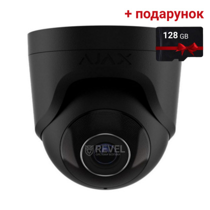 8Мп IP камера видеонаблюдения Ajax TurretCam black (2.8мм) с микрофоном и возможностями искусственного интеллекта