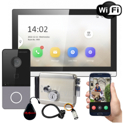 Беспроводной Wi-Fi домофон с замком и Wi-Fi панелью со считывателем Hikvision Smart Home (управление со смартфона)
