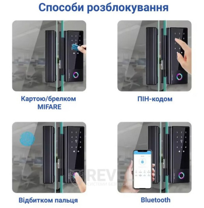 Умный биометрический замок на стеклянные двери SEVEN LOCK SL-7776BF black