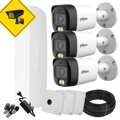 Комплект уличного 5Мп HD видеонаблюдения со звуком и двойной Smart Dual Light подсветкой Dahua DH-ILA-5MP-3OUT