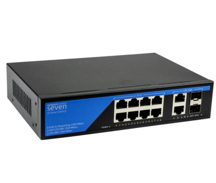 Гигабитный PoE коммутатор 8 портов SEVEN P-7328FG-2SFP