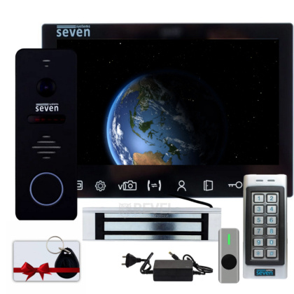 Видеодомофон с магнитным замком и кодовой клавиатурой в офис SEVEN DP–7575 Office Kit Pro (white / black)
