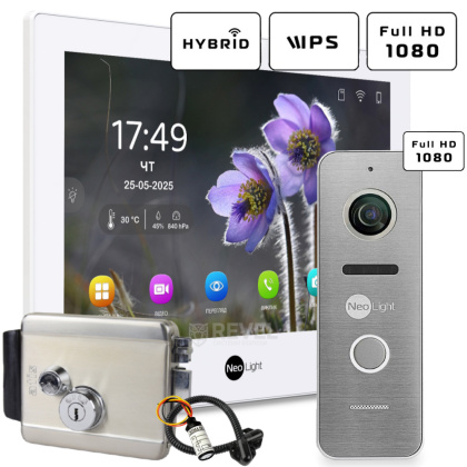 Wi-Fi видеодомофон на калитку частного дома с замком NeoLight Alpha Hybrid Home Kit White
