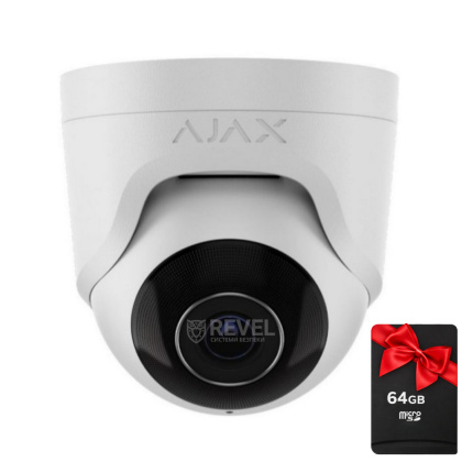8Мп IP камера видеонаблюдения Ajax TurretCam white (2.8мм) с микрофоном и возможностями искусственного интеллекта