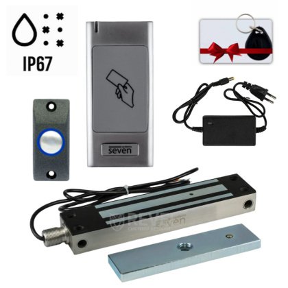 Комплект контроля доступа с электромагнитным замком (300 кг) для уличной установки SEVEN SKD-KIT-EMG15 (IP67, нержавеющая сталь)